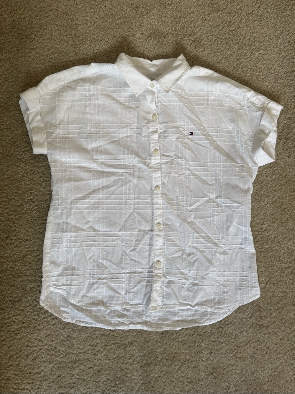 Tommy Hilfiger White Short-Sleeve Button Front Blouse